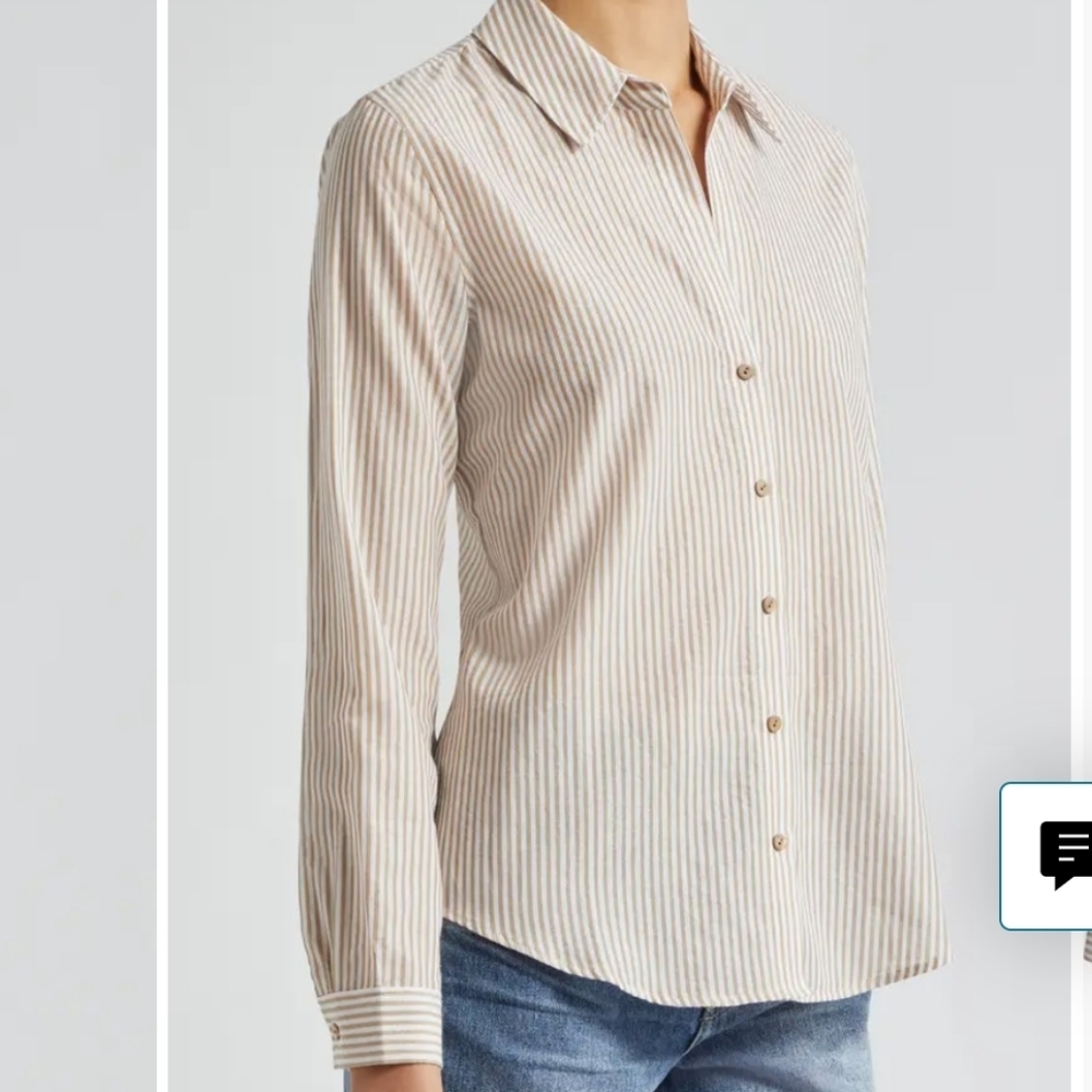 L'AGENCE Beige Striped Shirt